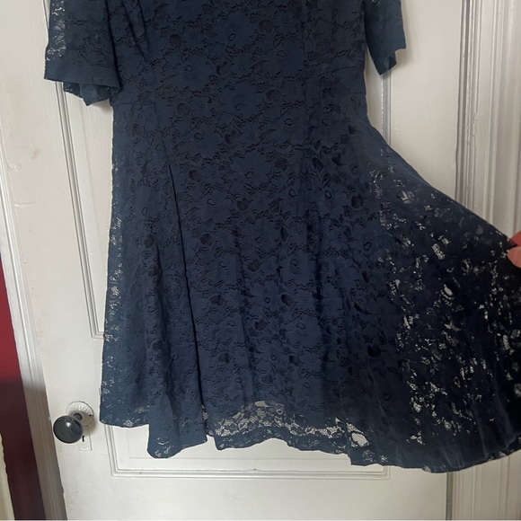 BETSEY JOHNSON Vintage Navy Blue Lace Dress Size 14 - Picture 7 of 10